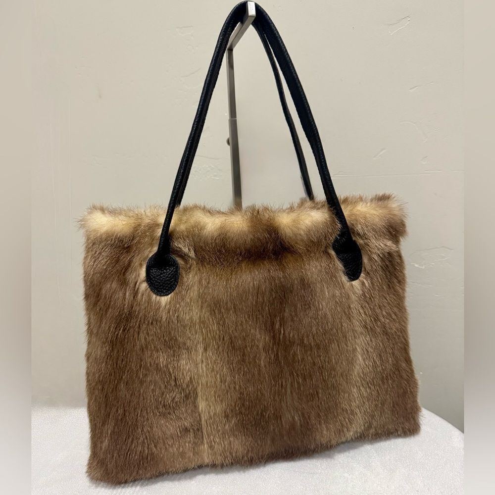 Natural Coyote Fur Handmade Large Tote Bag, Shoulder bag, Crossbody Bag